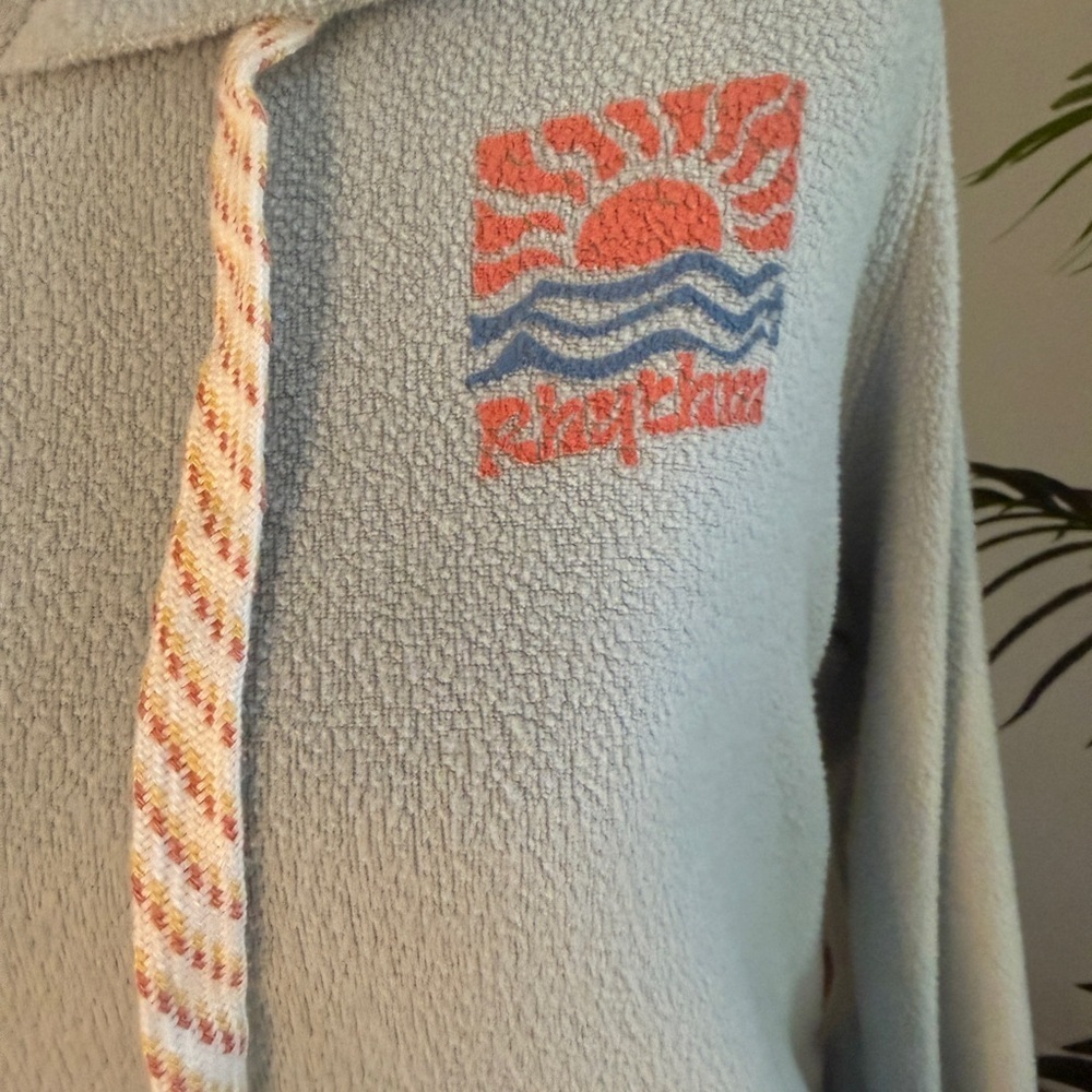 Rhythm Soft Blue Hoodie with Multicolor Drawstrings and Back Logo - Picture 6 of 8